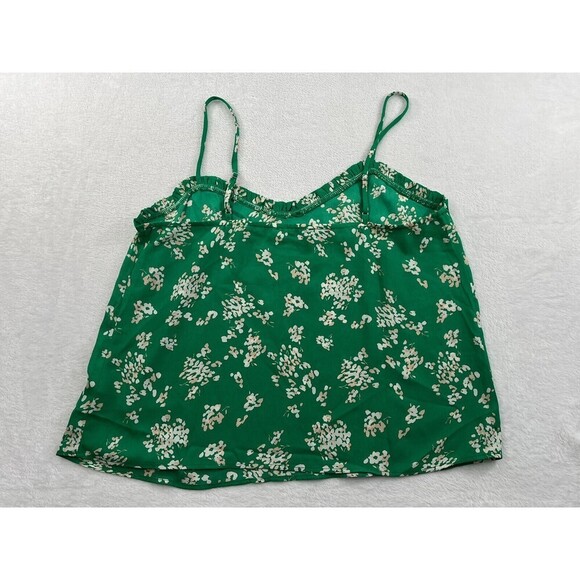 NWOT Lush Women's Medium Green Floral Short Ruffle Sheer Blouse - Picture 2 of 7